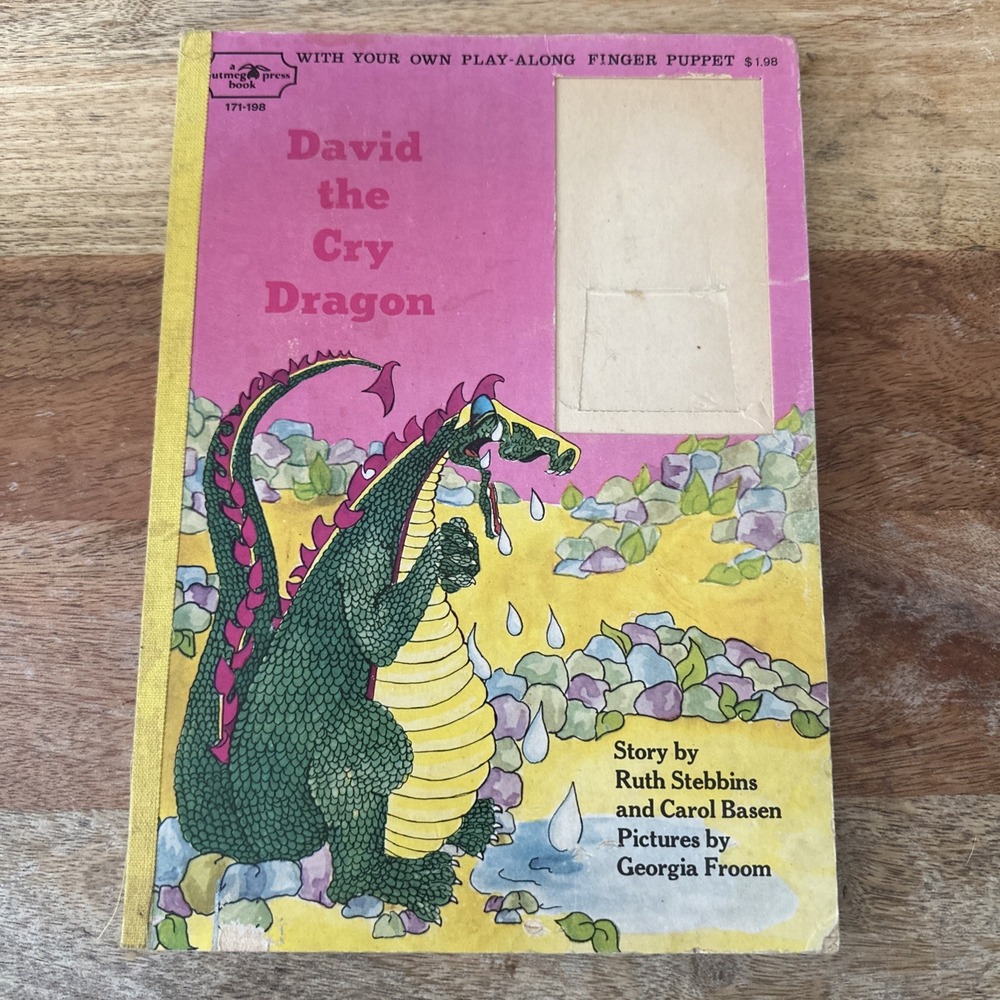 Rare Vintage - David The Cry Dragon -Children's Board  Book Nutmeg Press 171-198